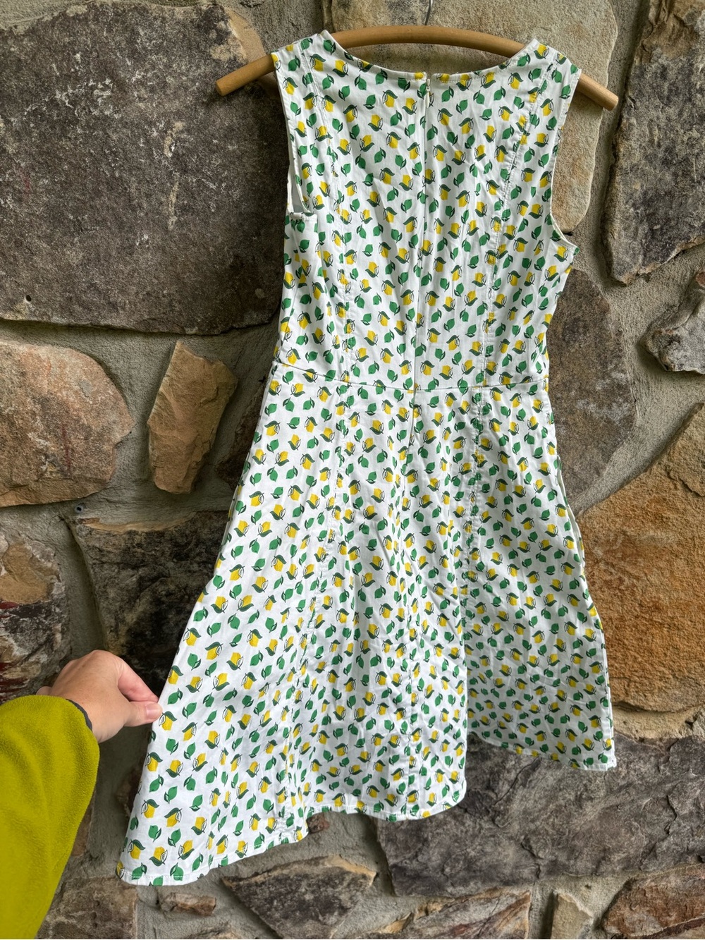 Boden Lemon Print A Line Sun Dress 4 Stretch Cotton Cottagecore Coastal Whimsy - Picture 11 of 14